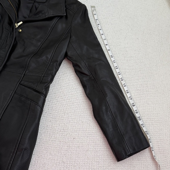 Cole Haan 100% Genuine Leather Trench Coat Black Size Medium - Picture 7 of 8